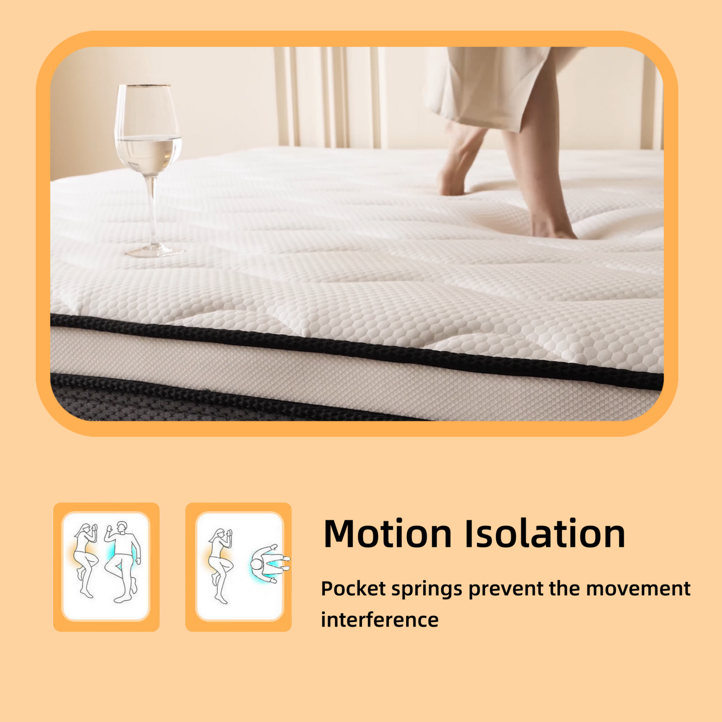 Mattress in a Box, with Individual Pocket Spring, Pressure Relief, Medium Firmness